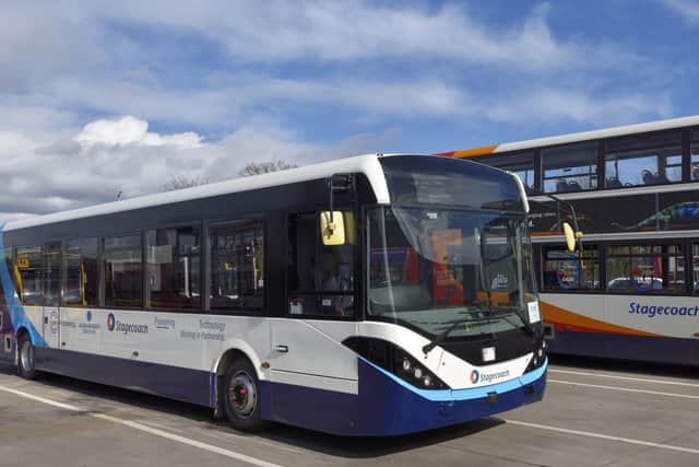 The autonomous bus, being trialled in a depot in Manchester.