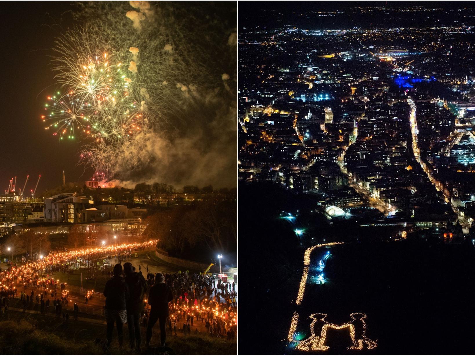 A helicopter captured the 'Be Together' message created by the torch-bearers.
