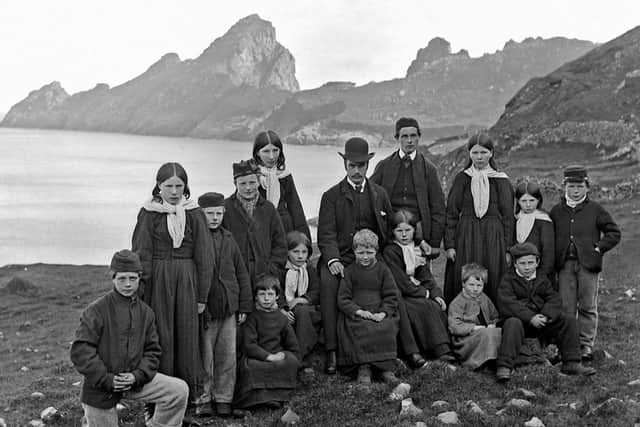 People of St Kilda photographed in the 1920s by George Washington Wilson. The island was evacuated of its last permanent resident in 1930 when conditions became unsustainable. PIC: Contributed.