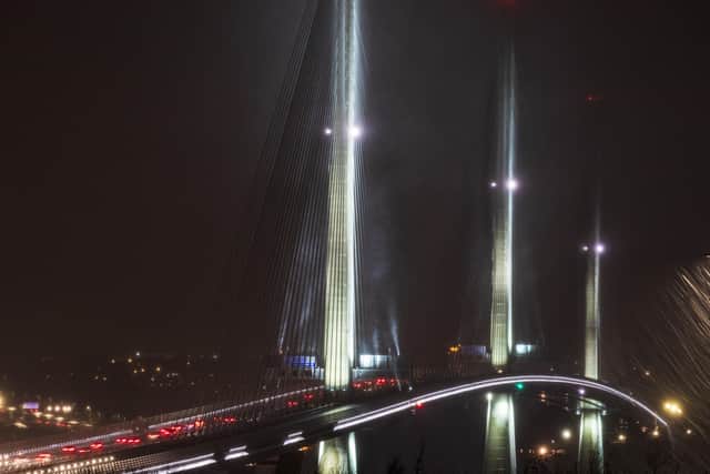 The Queensferry Crossing in Scotland, which has been closed due to falling ice