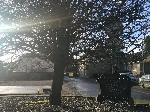 This thorn tree commemorates the victims of the Jacobite fires that left villagers homeless during a severe winter storm. What a doleful prospect it was to see the whole village in a moment put in flame," one account said.